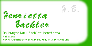 henrietta backler business card